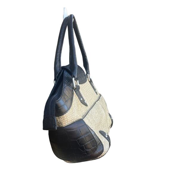 Cole Haan Amanda Straw and Leather Handbag - Picture 5 of 12